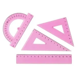 Set Instrumente Geometrice Transparente Roz - 4 buc