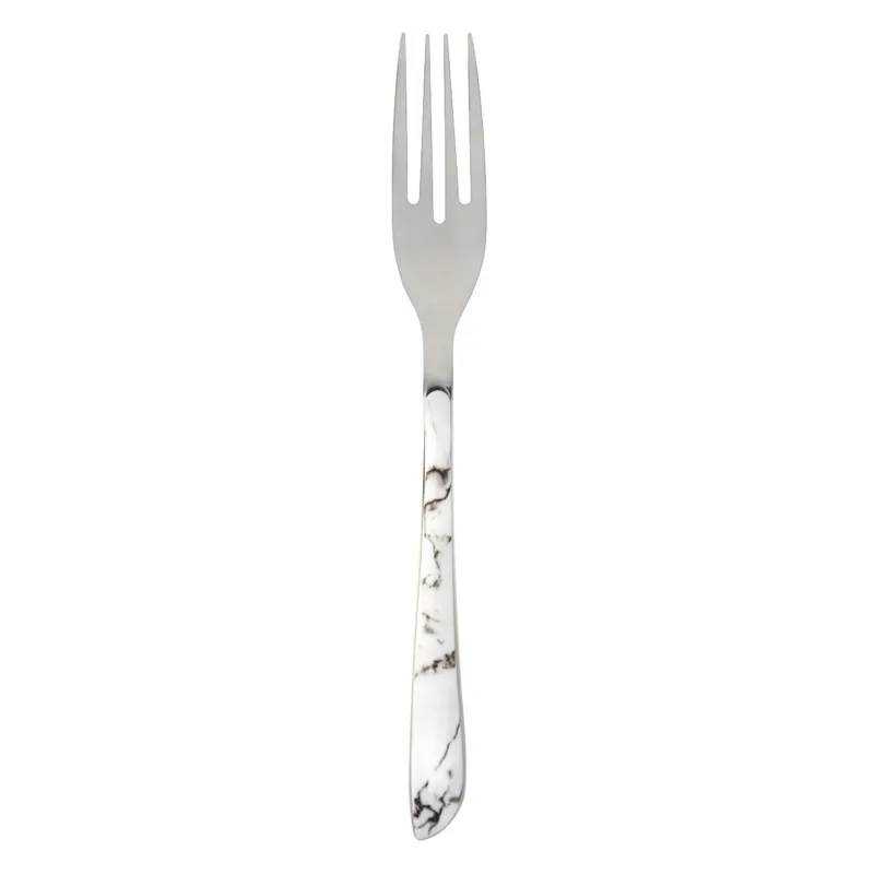 Furculiță mare din oțel inoxidabil cu mâner marmorat, 21.5 cm