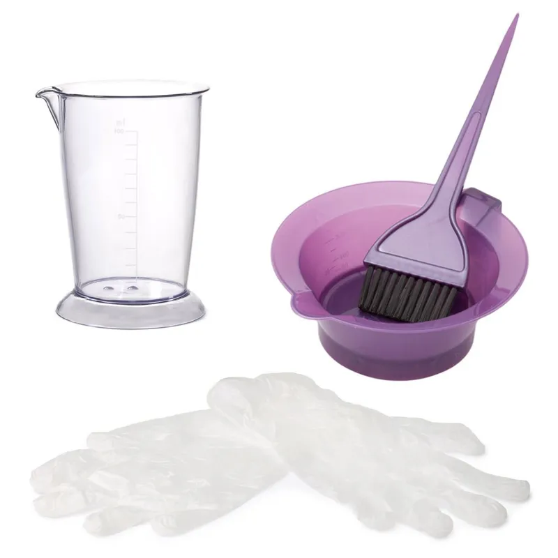 Set accesoriu pentru vopsirea părului, bol, pensulă, dozator și mănuși