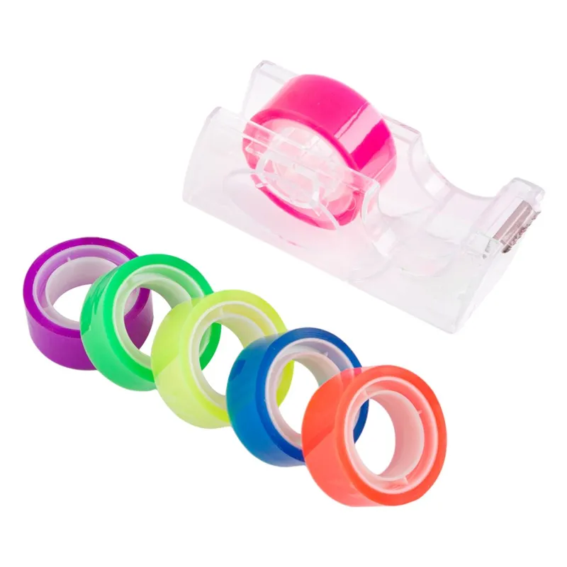 Suport pentru bandă adezivă transparent, cu 6 benzi colorate, 18mm x 10m – poza 3