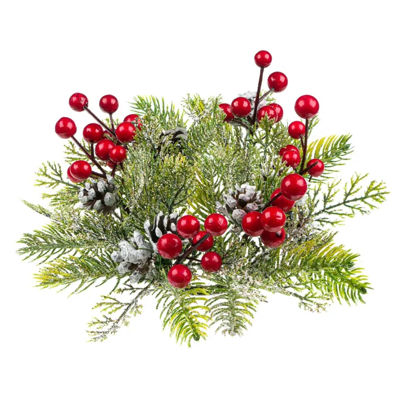 Inel Decorativ Crăciun Berries, Model Mediu, Verde