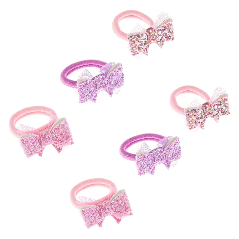 Elastice de Par pentru Copii Roz și Mov cu Glitter