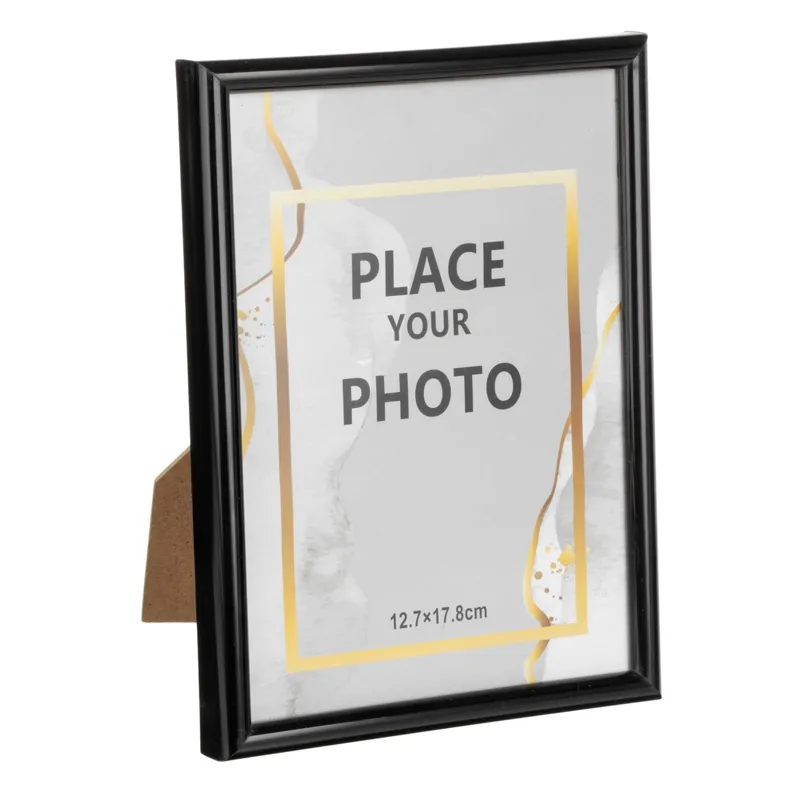 Rama foto neagra din plastic, 13x18 cm, pentru masa sau perete