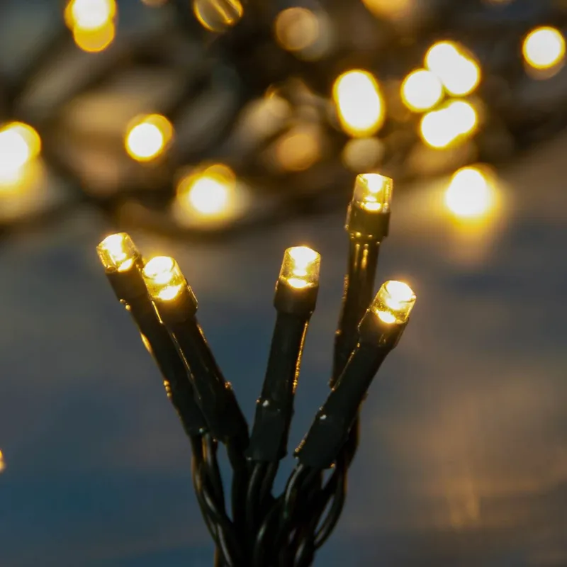 Instalație Lumini LED 500 Becuri Alb Cald Cablu Verde Extensibilă