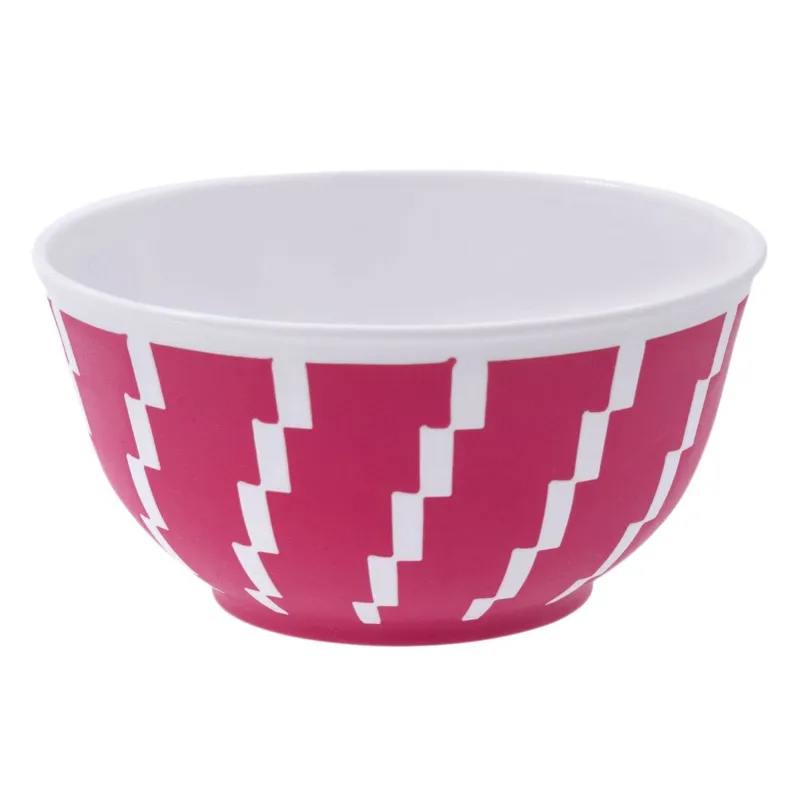 Bol din Plastic Mat, Fucsia cu Dungi Albe, 350 ml