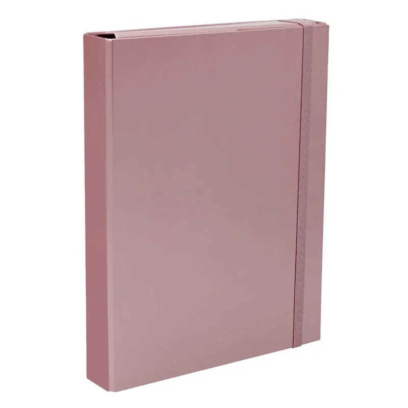 Mapă din carton roz metalizat cu elastic, 23.5x4x31.5 cm