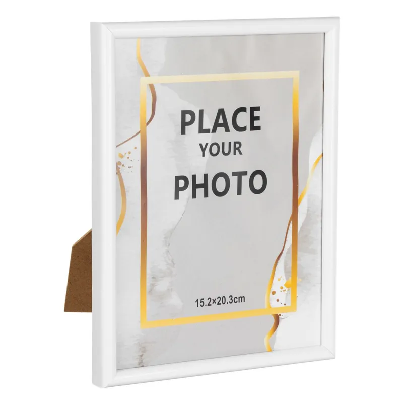 Rama foto decorativa alba, 15x20 cm, pentru masa sau perete
