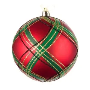 Ornament Brad de Craciun Glob Rosu Carouri Mat