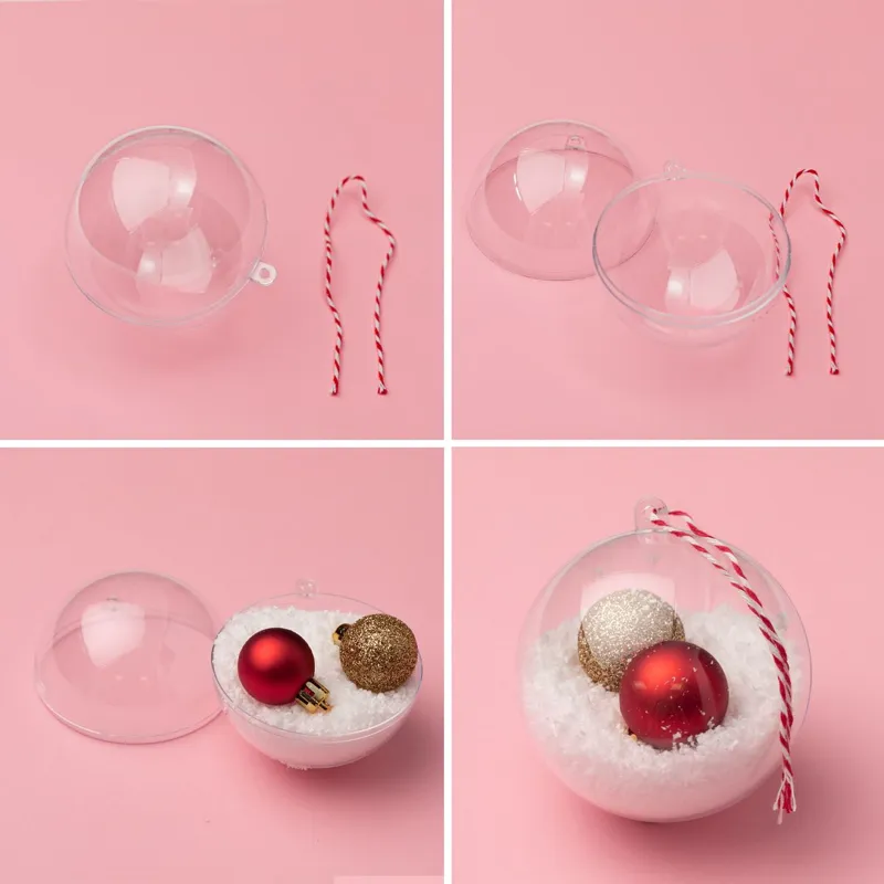 Globuri de Crăciun Transparente, Set 6 buc, 8 cm, Plastic
