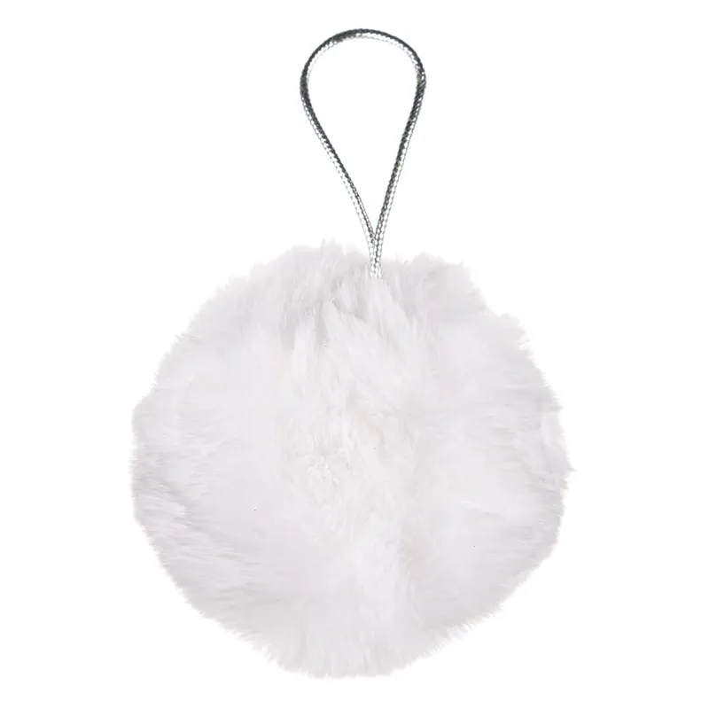 Glob ornament pentru brad de Craciun, blana alba, diametru 8 cm