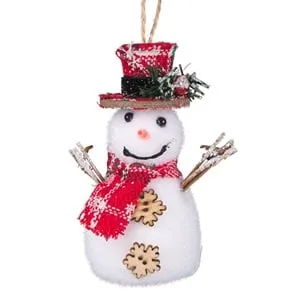Ornament Om de Zăpadă din Spumă Albă cu Palarie 13cm