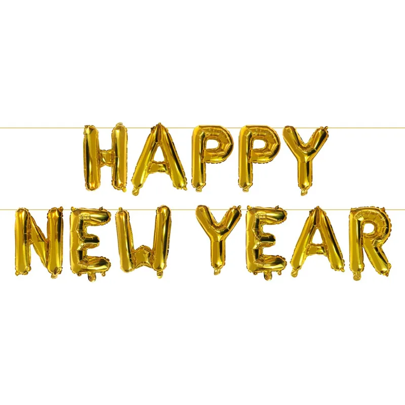 Set Baloane Aluminiu Aurii pentru Petrecere Happy New Year