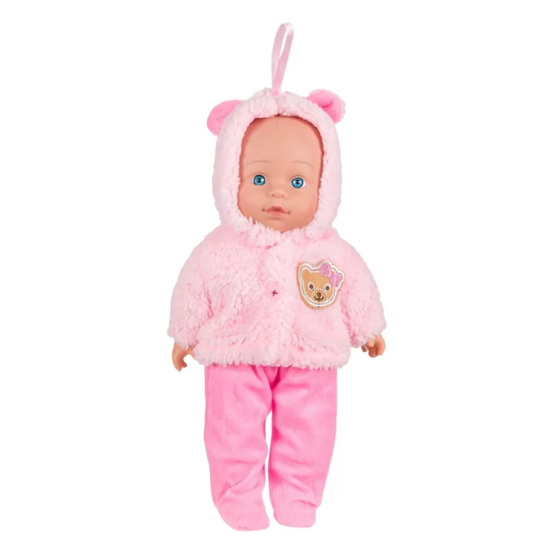 Papusa bebelus ursulet roz îmbrăcăminte detasabilă 30cm