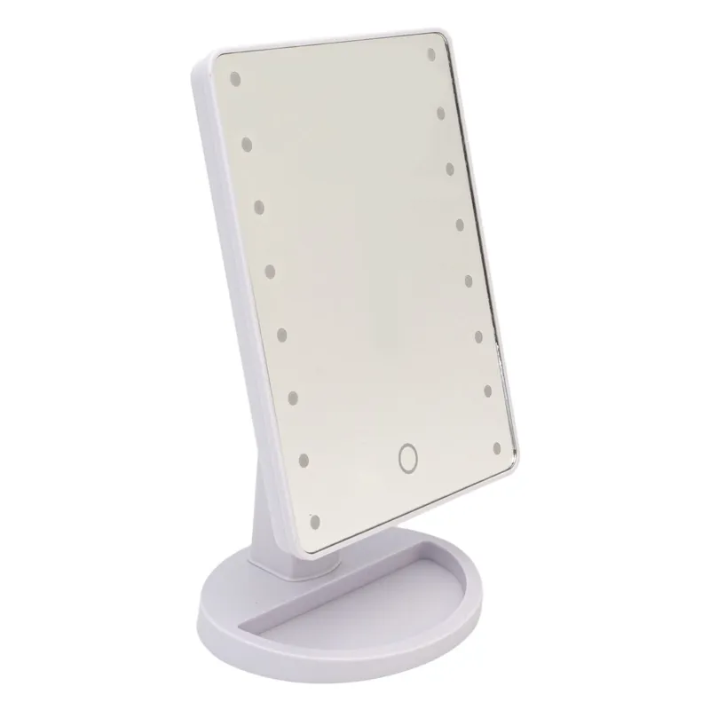 Oglindă pentru machiaj cu suport și 16 becuri LED