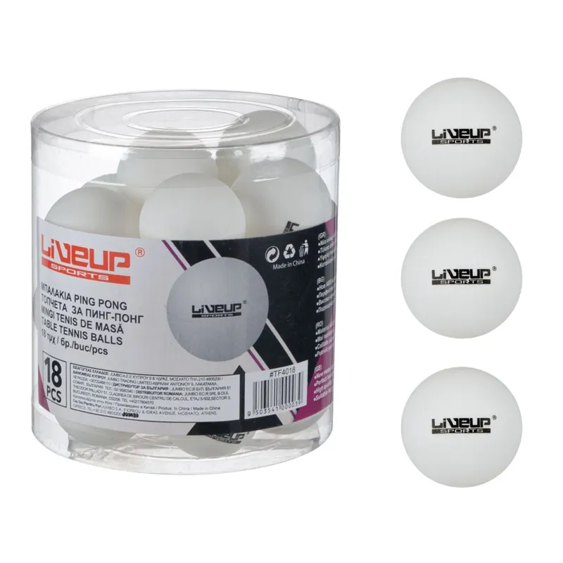 Set Mingi Ping Pong 40mm, 18 buc, Alb/Transparent/Albastru