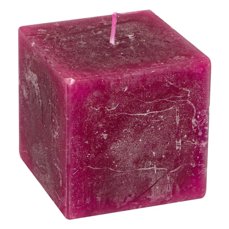 Lumanare decorativă patrată bordo violetă 7.5x7.5x7.5cm