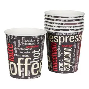 Pahare de carton pentru cafea set 16 buc 160 ml negru alb rosu