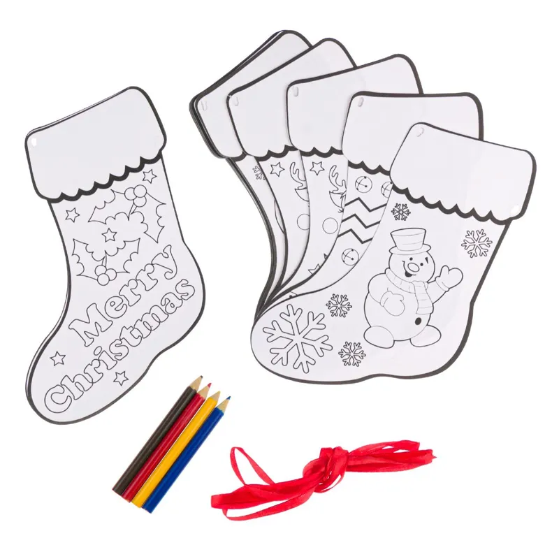Set Decorațiuni Crăciun Sosete și Creioane Colorate pentru Activități