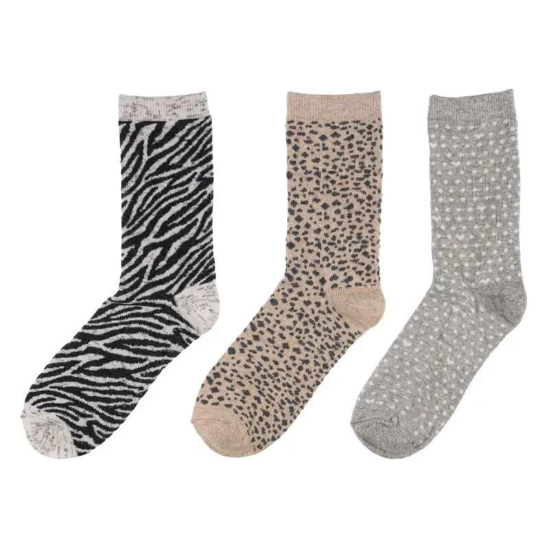 Sosete Animal Print și Buline în Nuanțe de Gri și Bej
