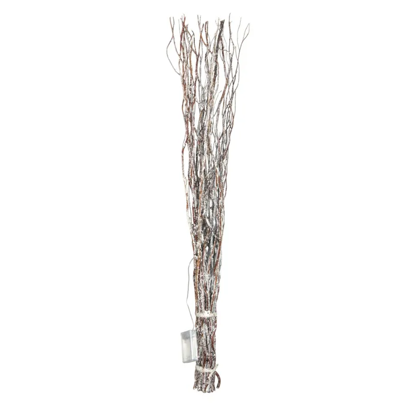 Instalație Luminoasă cu Crenguțe LED Maro cu Zăpadă, Design Natural