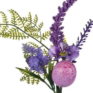 Ramura decorativa de Paste cu ou, feriga si lavanda, 33 cm, mov
