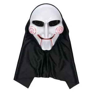Mască de Halloween cu Glugă, Albă cu Accente Roșii, Mărime Unică