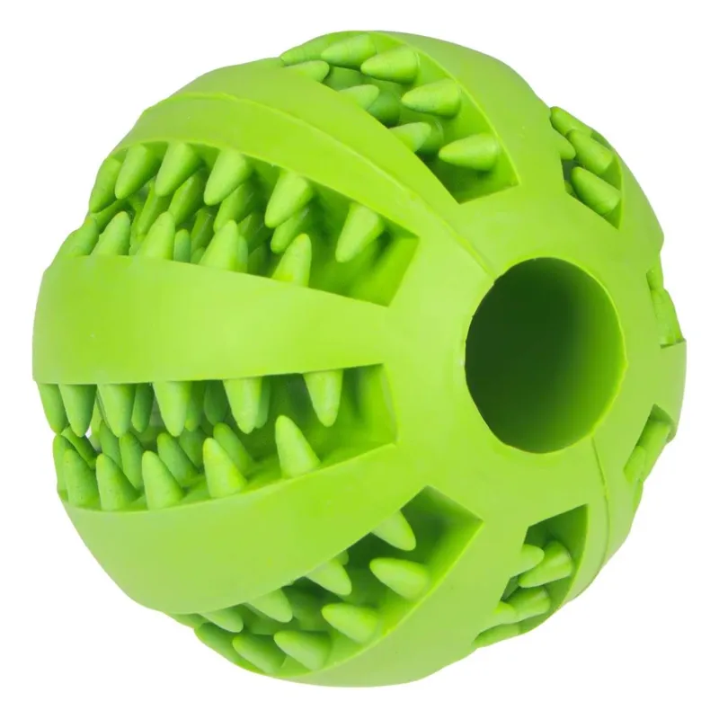 Minge pentru câini din cauciuc moale, verde, 7.5 cm