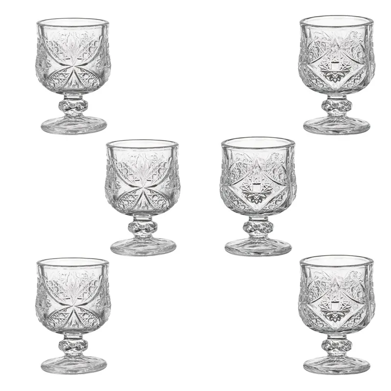 Set 6 Pahare din Sticlă cu Picior pentru Lichior, 28 ml, Transparent