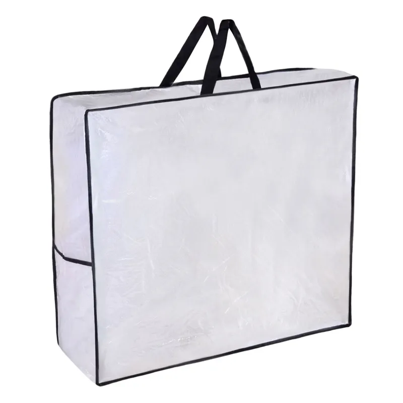 Geantă de depozitare transparentă cu mânere, 60x60x26 cm, albă