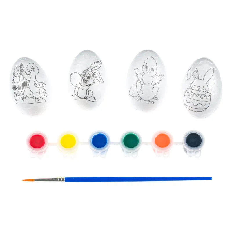 Set de Creatii de Paste cu Oua din Spuma, 6 Vopsele si Pensula, 11 buc – poza 2