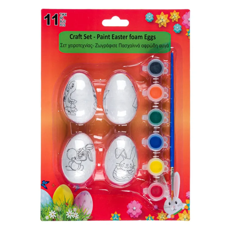 Set de Creatii de Paste cu Oua din Spuma, 6 Vopsele si Pensula, 11 buc – poza 3