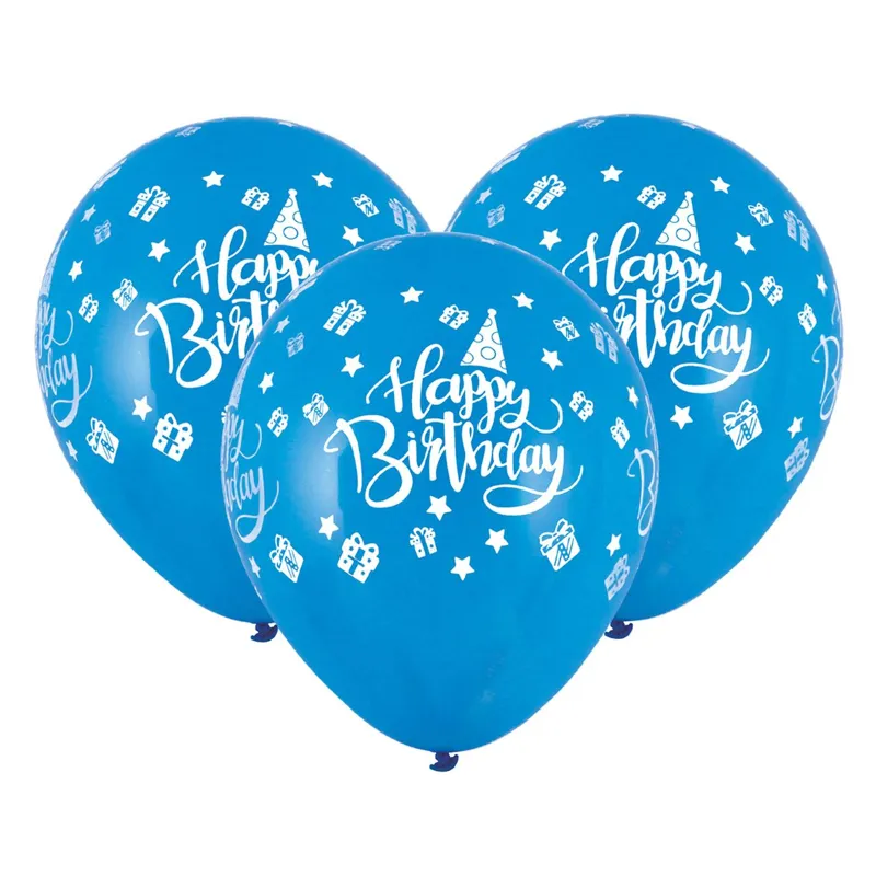 Baloane albastre Happy Birthday pentru petreceri și aniversări