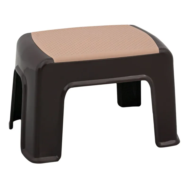 Taburet din Plastic Bej/Maro, 30x21x21cm, Rezistent până la 80kg