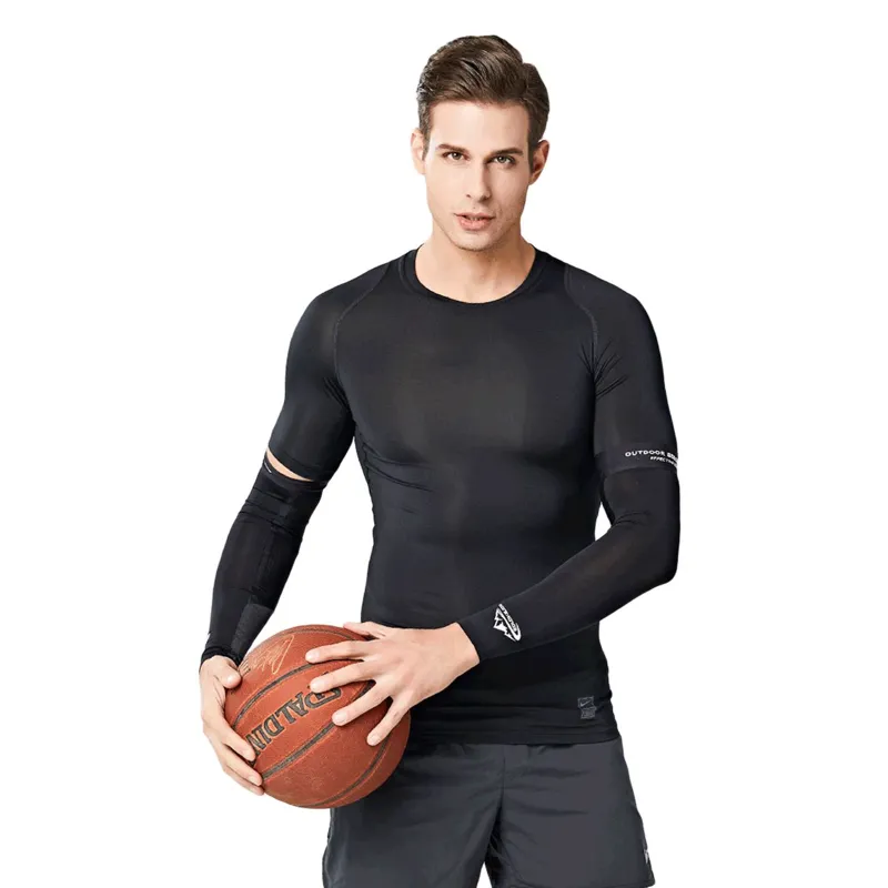 Mâneci Sport Compresie Respirabile, 1 Pereche, Negru
