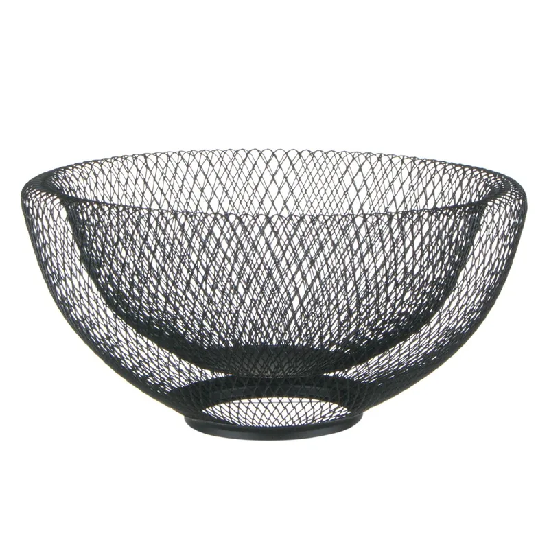 Recipient Fructe Metalic Negru, Plasă Ø30x15cm