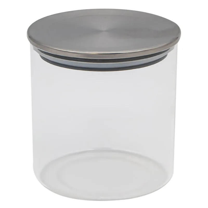 Borcan de Depozitare din Sticlă Transparentă cu Capac Metalic 350 ml