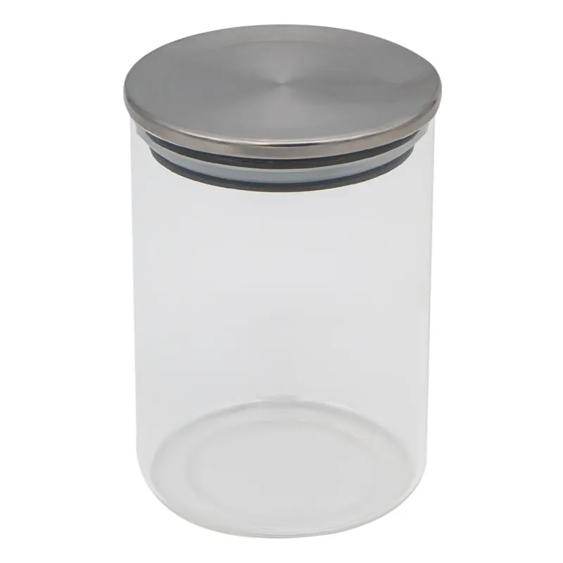 Borcan de depozitare din sticlă transparentă cu capac metalic 500 ml