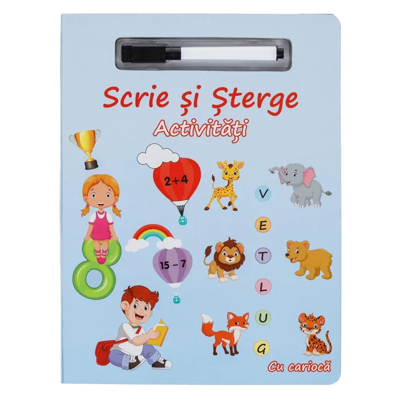 Carte cu activități Scrie și Șterge pentru copii format A4