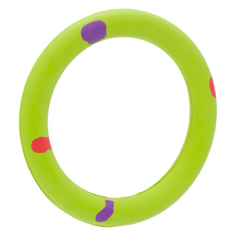 Inel de cauciuc pentru câini 16 cm verde deschis cu buline