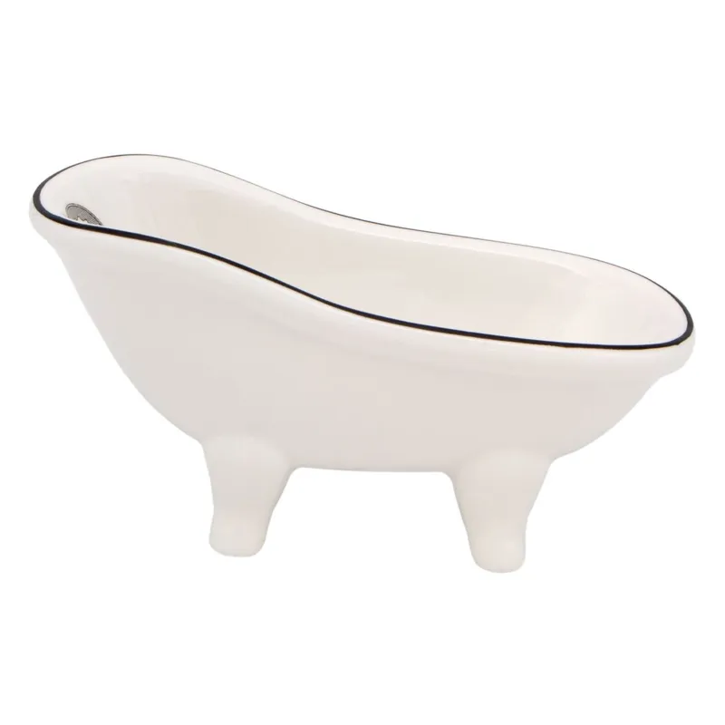 Suport Săpun Ceramic Vintage Alb cu Drenaj