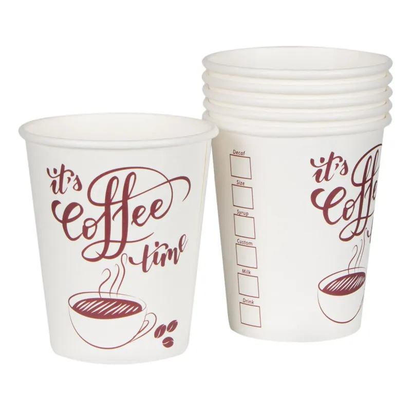 Pahare de Carton Albe pentru Cafea cu Mesaj Personalizat