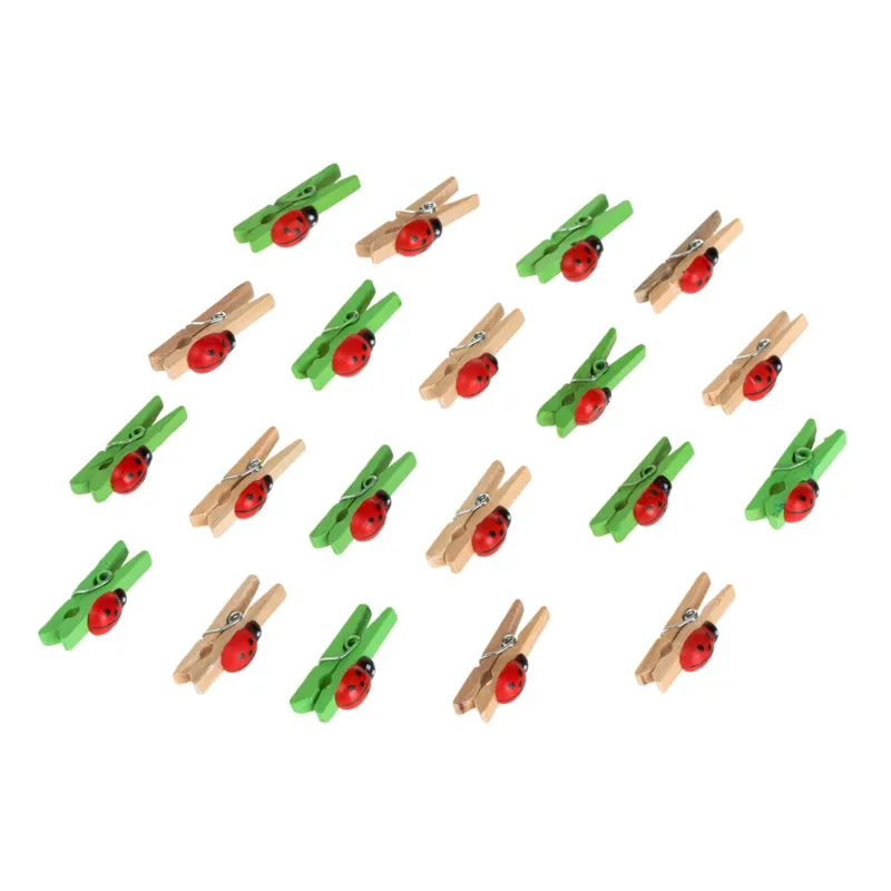 Clestisori din Lemn cu Buburuze Rosii, 3 cm, 20 buc