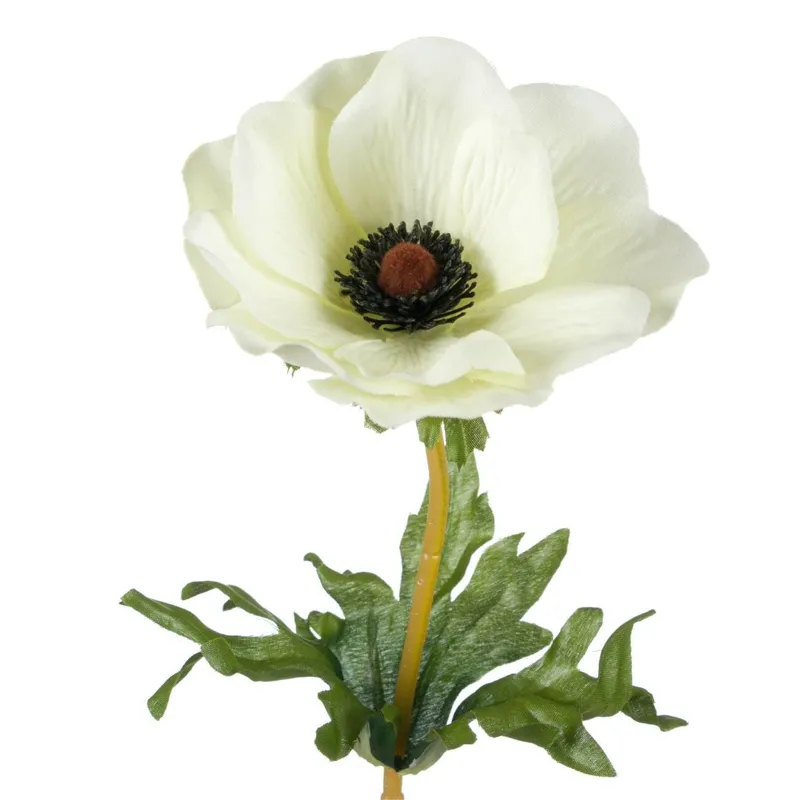 Floare artificială Anemona albă de 40cm pentru decor