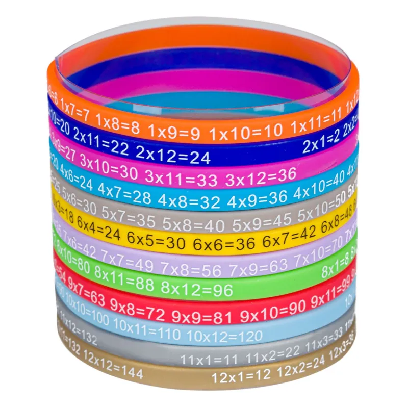 Bratari educative tabla inmultirii Set 12 buc Silicon Multicolor