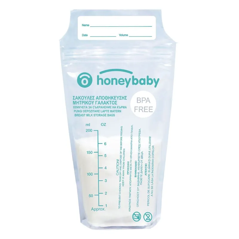 Pungi depozitare lapte matern, 200 ml, 15 buc, pre-sterilizate, fara BPA