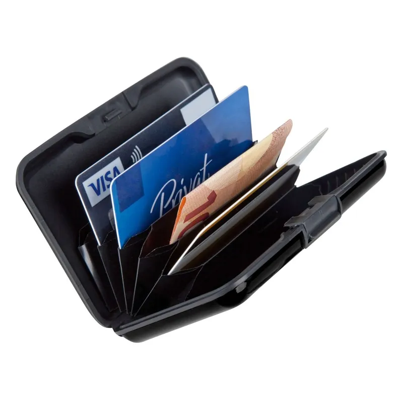 Portofel plastic negru cu 6 compartimente pentru carduri și documente