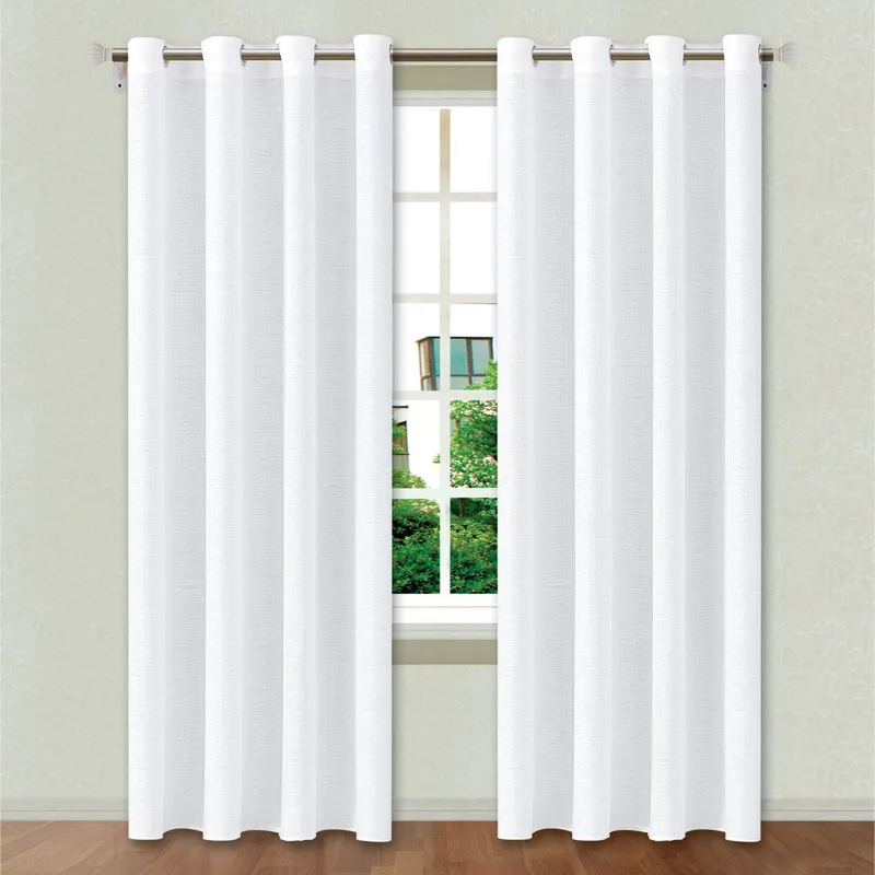 Perdea Decorativă Albă Poliester 140x250cm cu Inele de Fixare
