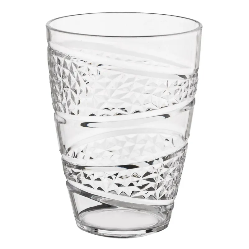 Pahar transparent de plastic cu model romburi reliefate