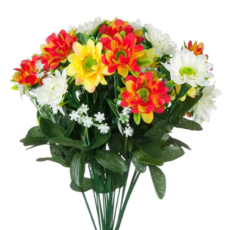 Buchet Flori Artificiale, 46cm, Alb-Portocaliu-Galben