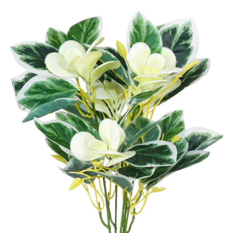 Buchet Flori Artificiale, Verde și Alb, 34cm